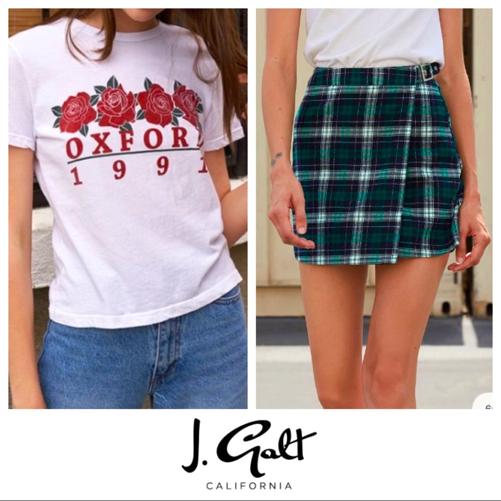 SOLD John Galt Oxford Tee & Plaid Mini Skirt Combo - Picture 1 of 7
